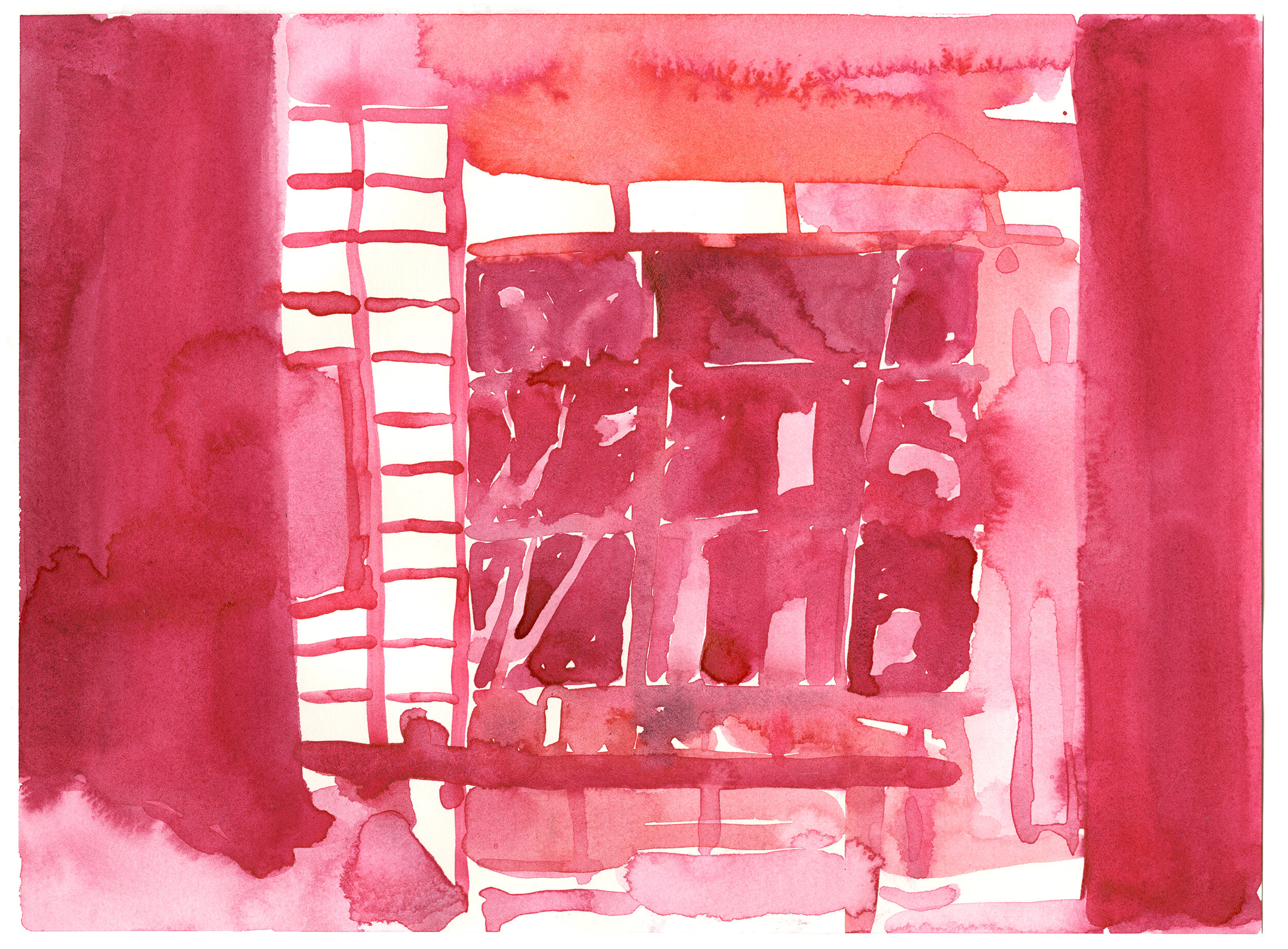  Watercolor on paper, 9”x12”, 2021    A series of ongoing work inspired by or directly referencing the work of Yasujirō Ozu. 