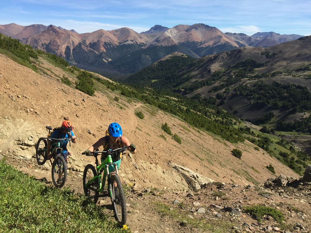 The climb up to Deer Pass came with some mandatory pushing. Even the stronger riders in the group would need to push some of the steep, sluffy sections.
