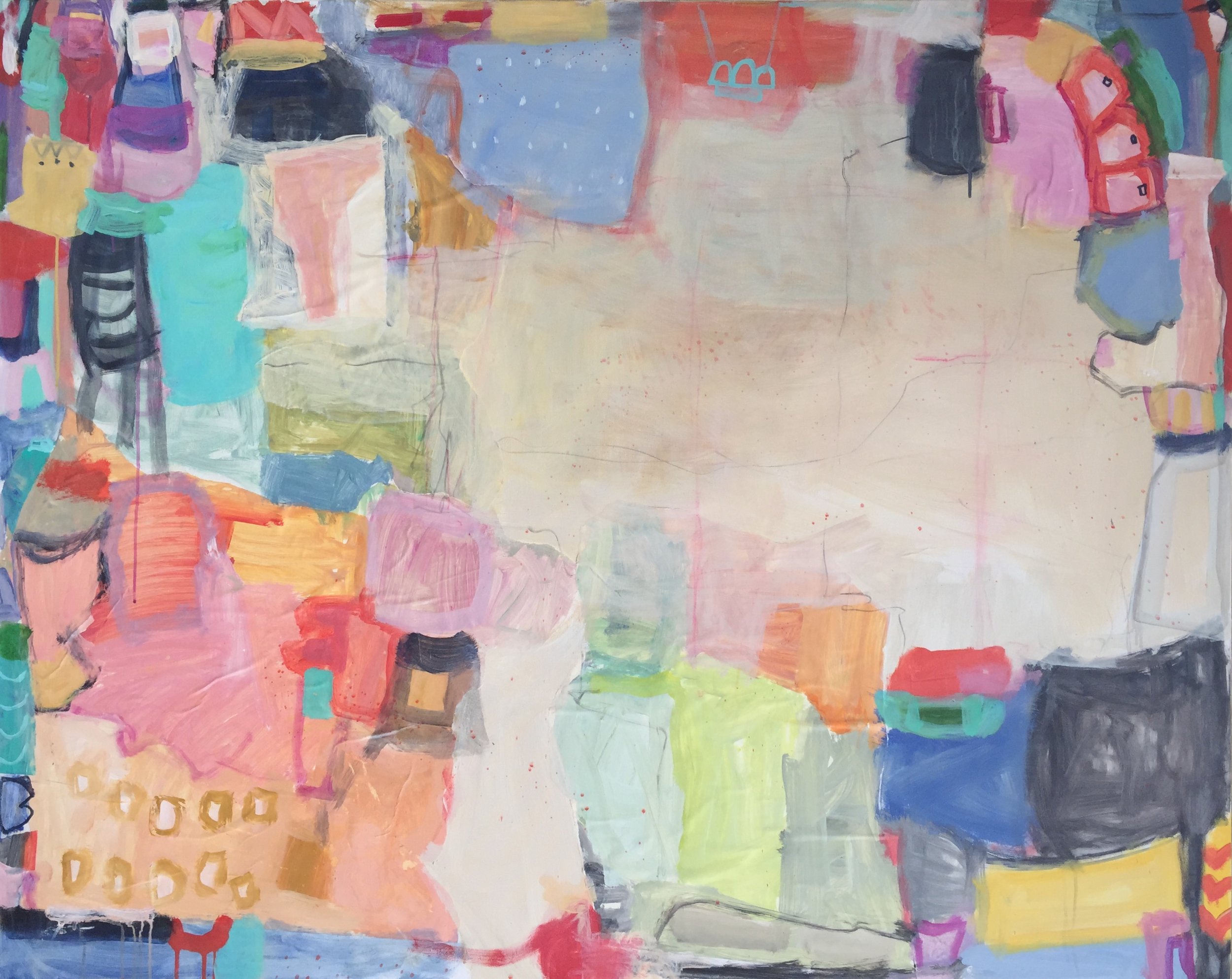 Uh Huh, Okay 48"x60" mixed media on canvas SOLD | Blue Print Gallery