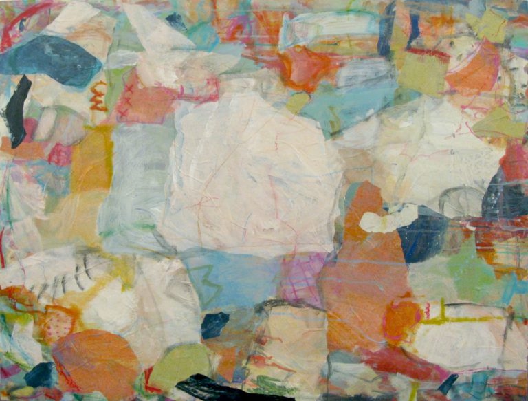 Frolic 32"x40" mixed media collage on panel SOLD | L Ross Gallery
