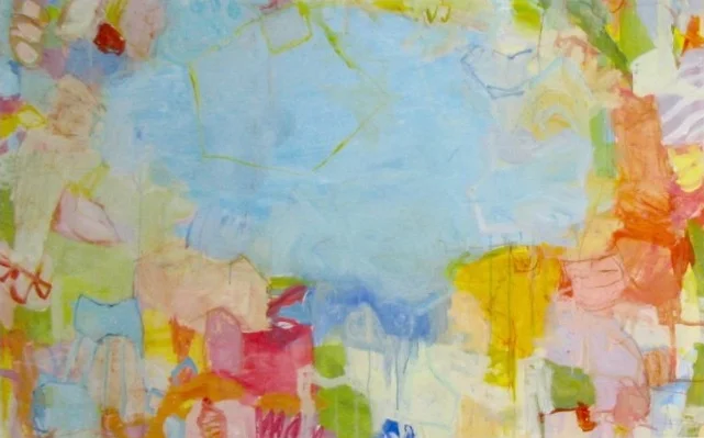 Summer Swim 37 x 56 inches framed mixed media on paper Blue Print