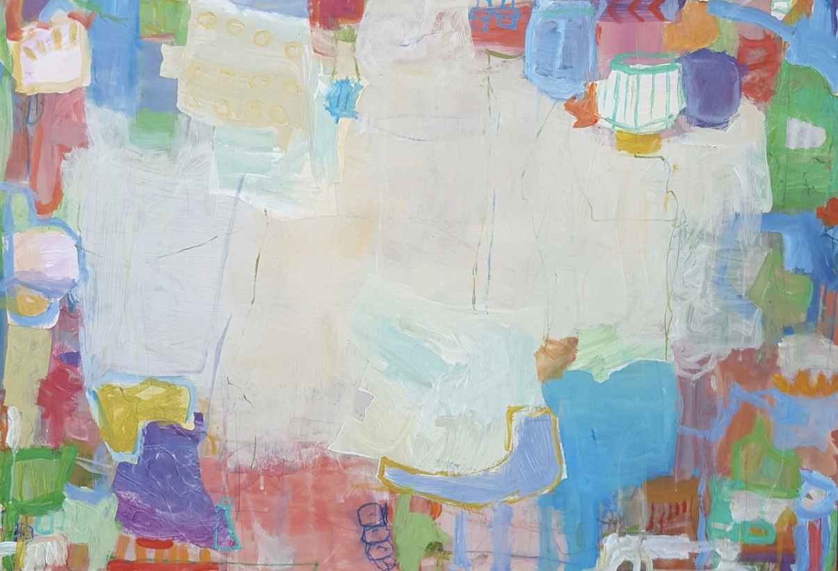 Familia II 38"x56" mixed media on panel studio