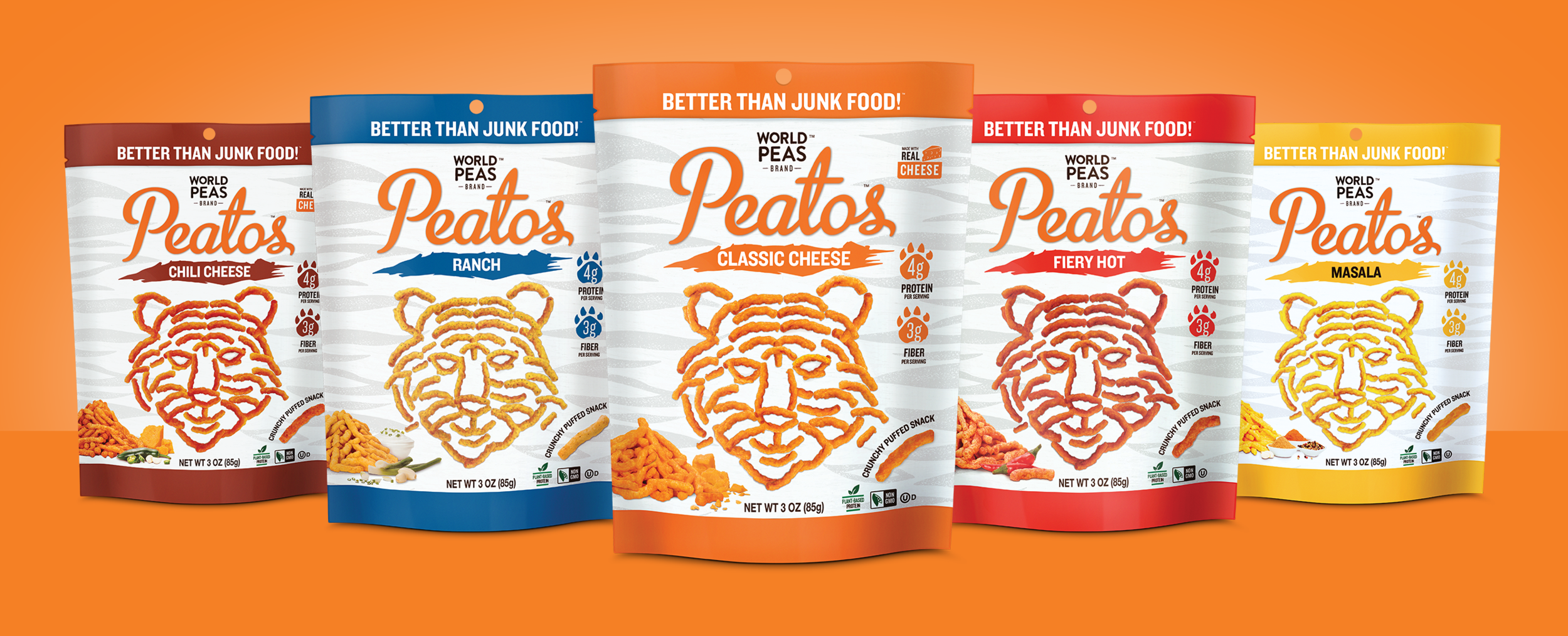 Refreshed CPG packaging design and print production for PEATOS 3oz Bag. Designed packaging mock ups for print and digital display. Illustrator & Photoshop CC.