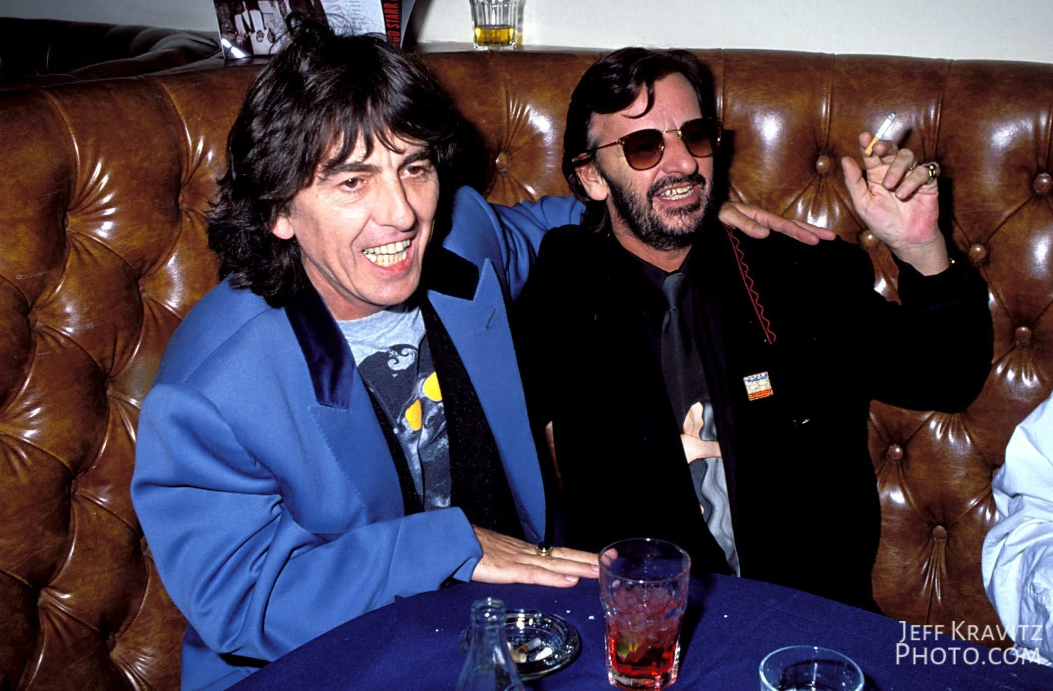 George Harrison and Ringo Starr
Ringo Starr Party at Bar One - October 9, 1990
Bar One
Los Angeles, California USA
Circa October 1990
Photo by Jeff Kravitz/FilmMagic.com
To license this image (623081), contact FilmMagic.com