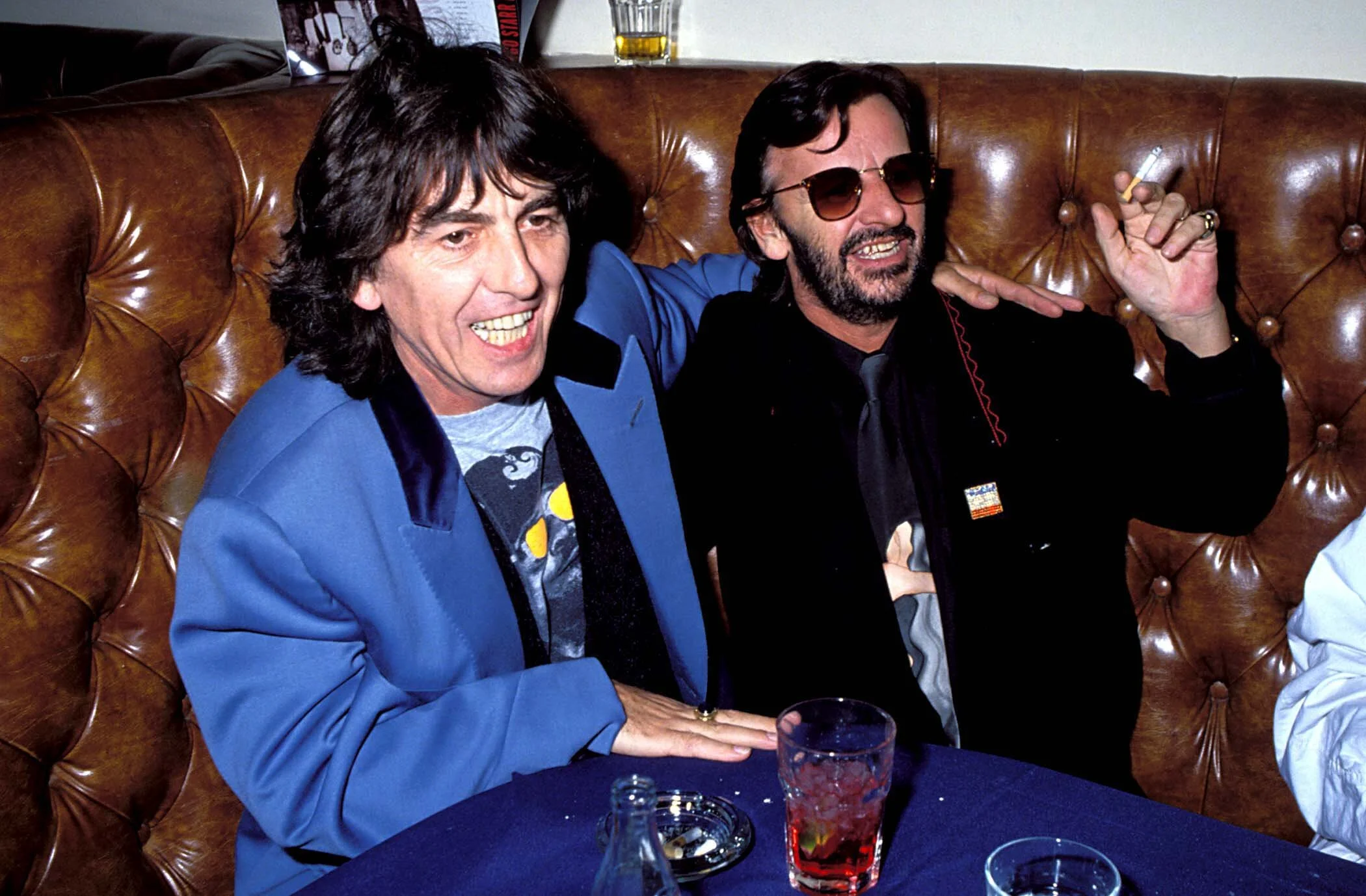 George Harrison and Ringo Starr Ringo Starr Party at Bar One - October 9, 1990Bar OneLos Angeles, California USACirca October 1990Photo by Jeff Kravitz/FilmMagic.comTo license this image (623081), contact FilmMagic.com