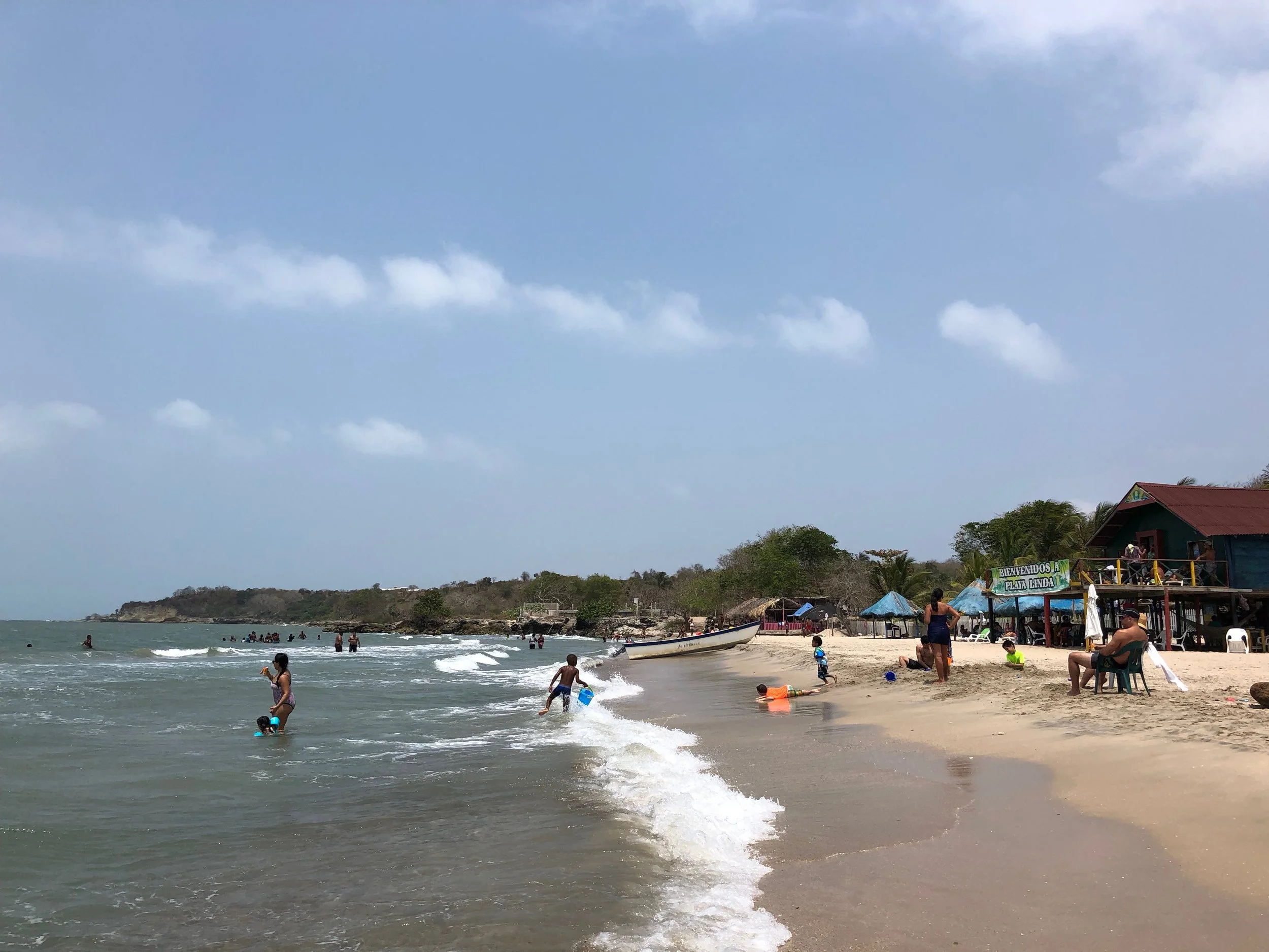 Looking north along the beach of Playa Linda.