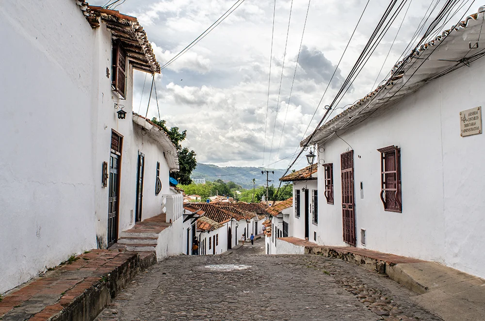 View down a typical street in Girón.