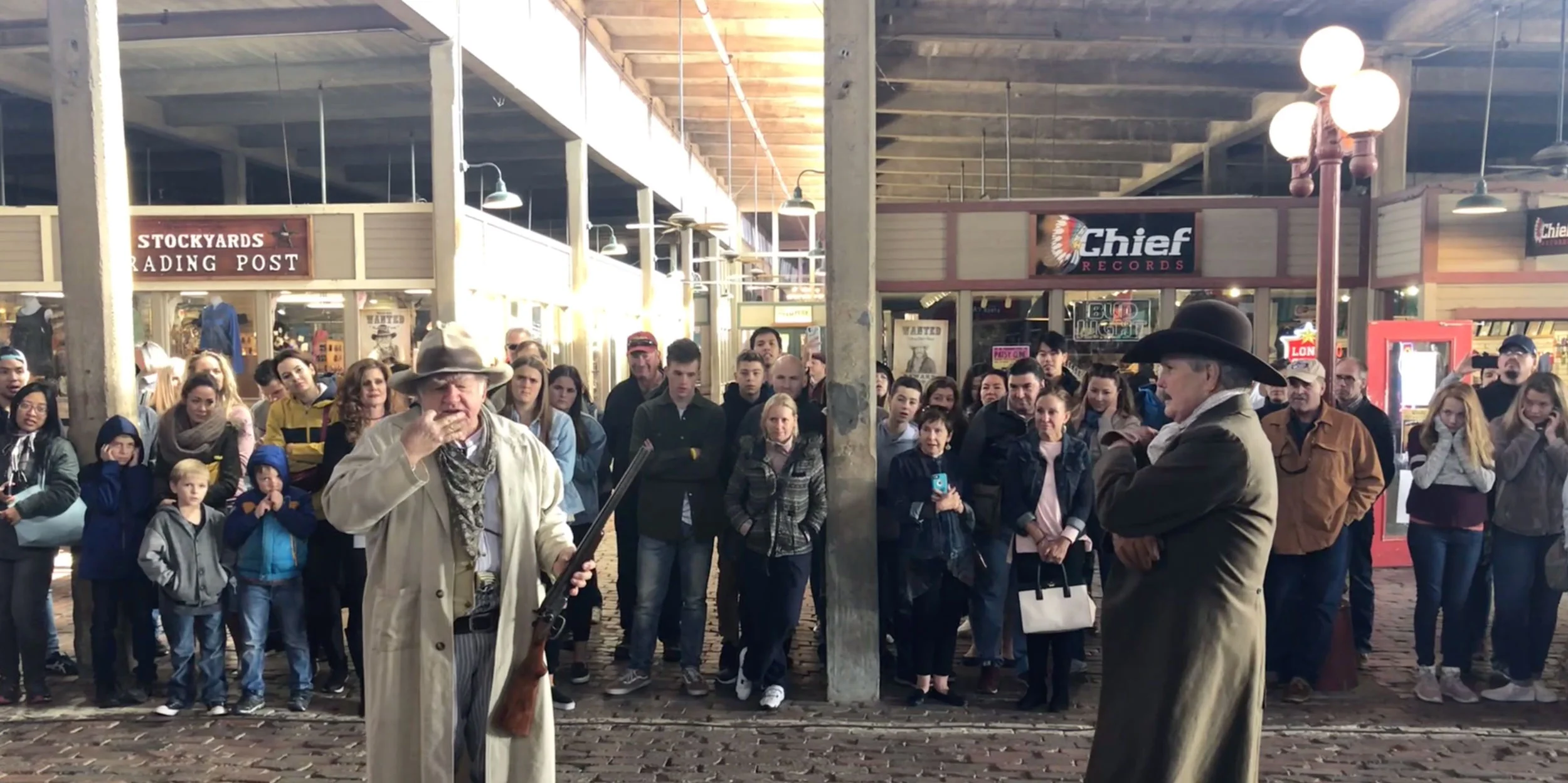 The Stockyards holds an entertaining shoot out with a stern Sheriff and his comical deputy side-kick.
