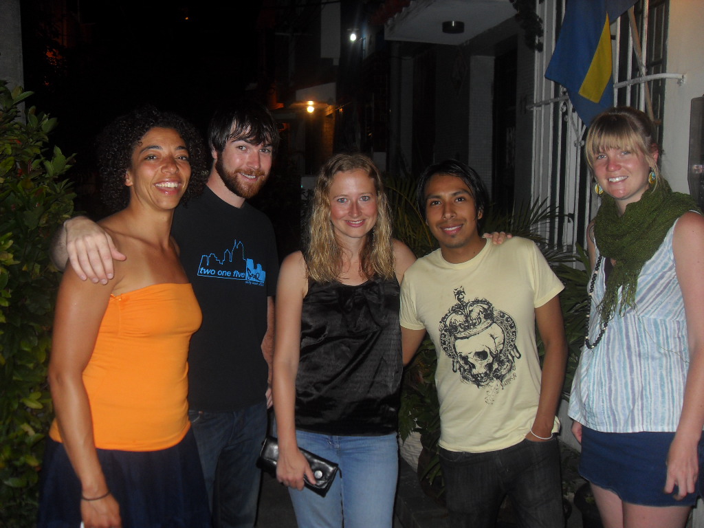 New friends: Alex (Baltimore), Georgiana (England) , Luigi (Peru) & Margot (Baltimore)....hangin out in Lapa (Rio De janeiro), I met them at a Hostel in Ipanema