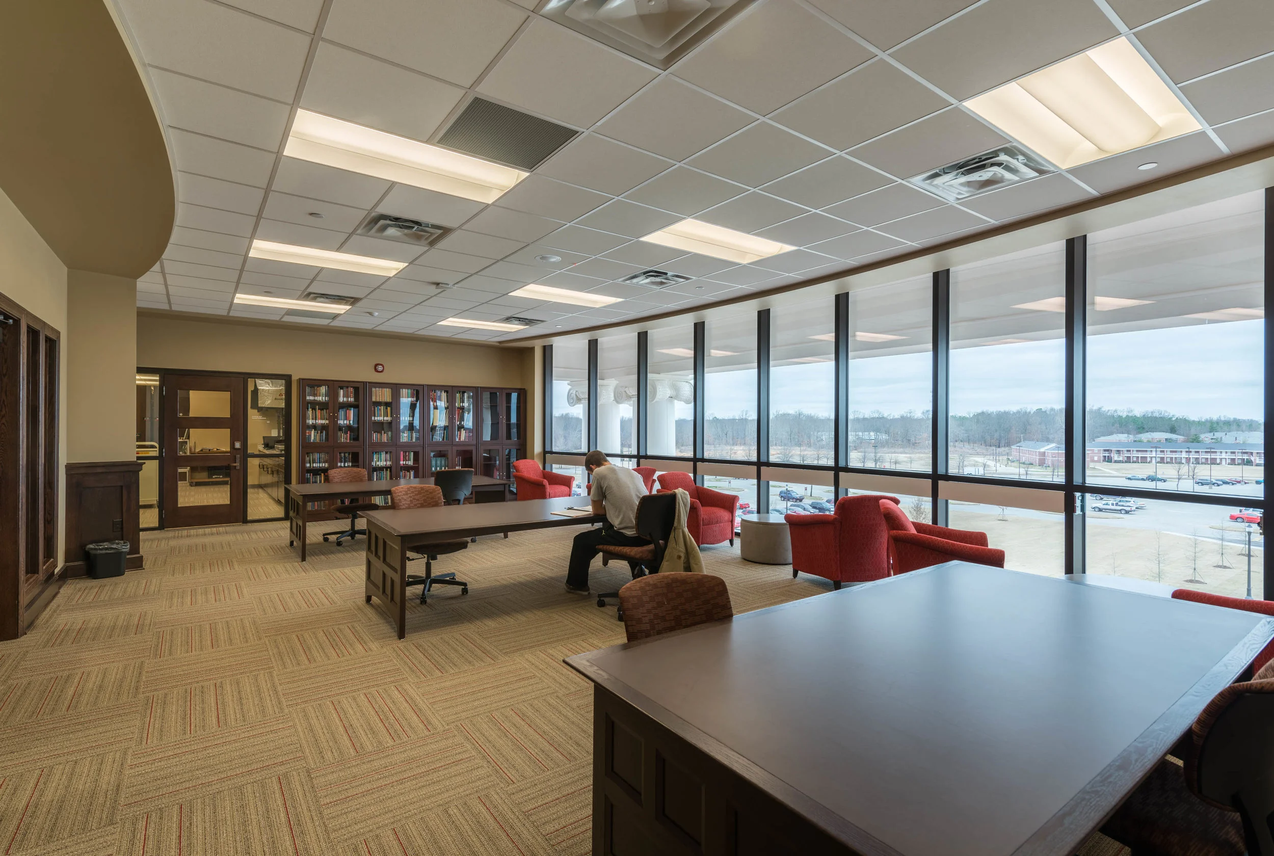 CAMPUS VIEWS FROM THE LIBRARY'S SECOND FLOOR