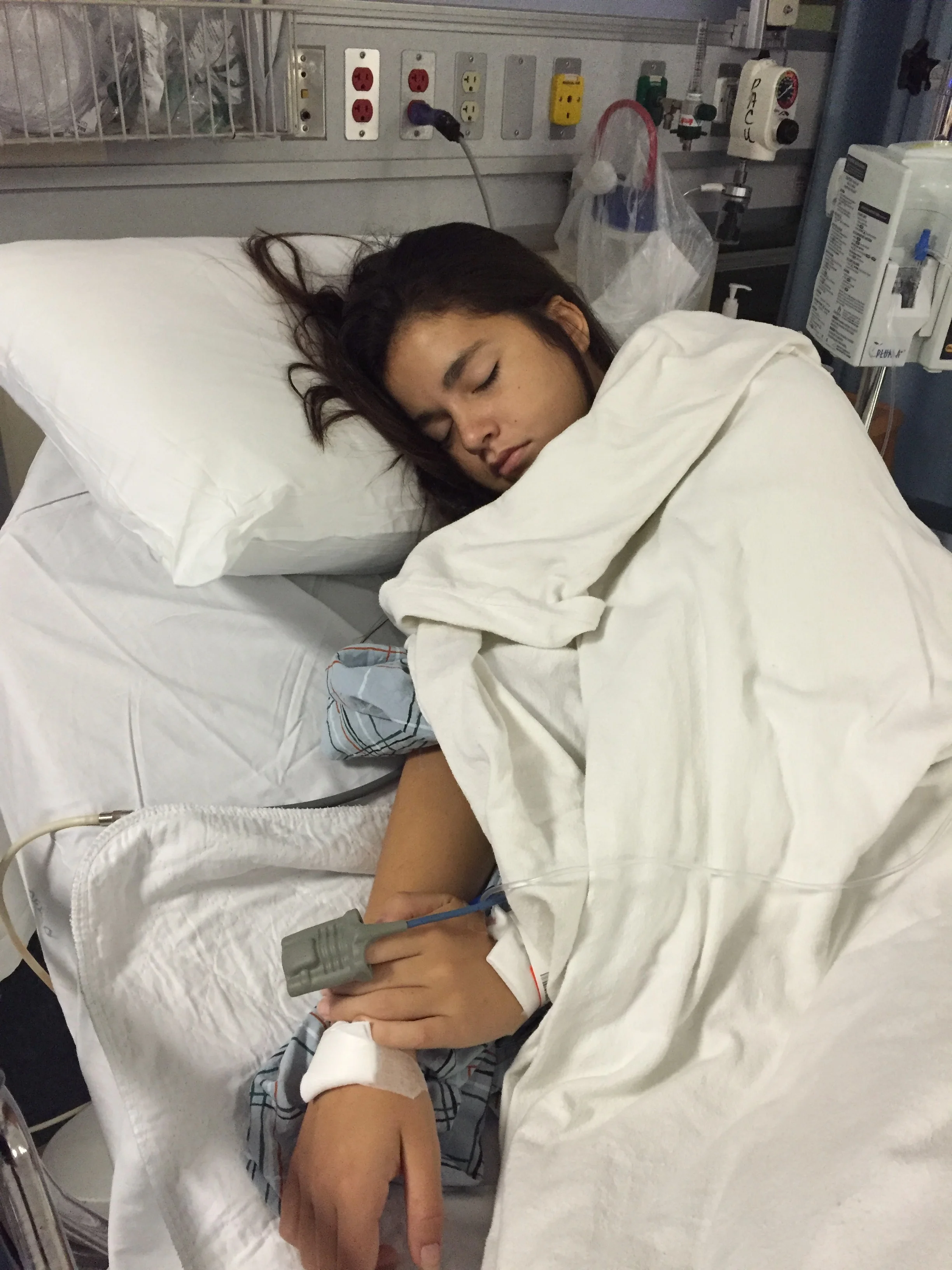 Maggie in Huntington Hospital back in August 2016, still actively bleeding, while all Doctors and Nurses at the facility ignored our pleas for answers and further testing.