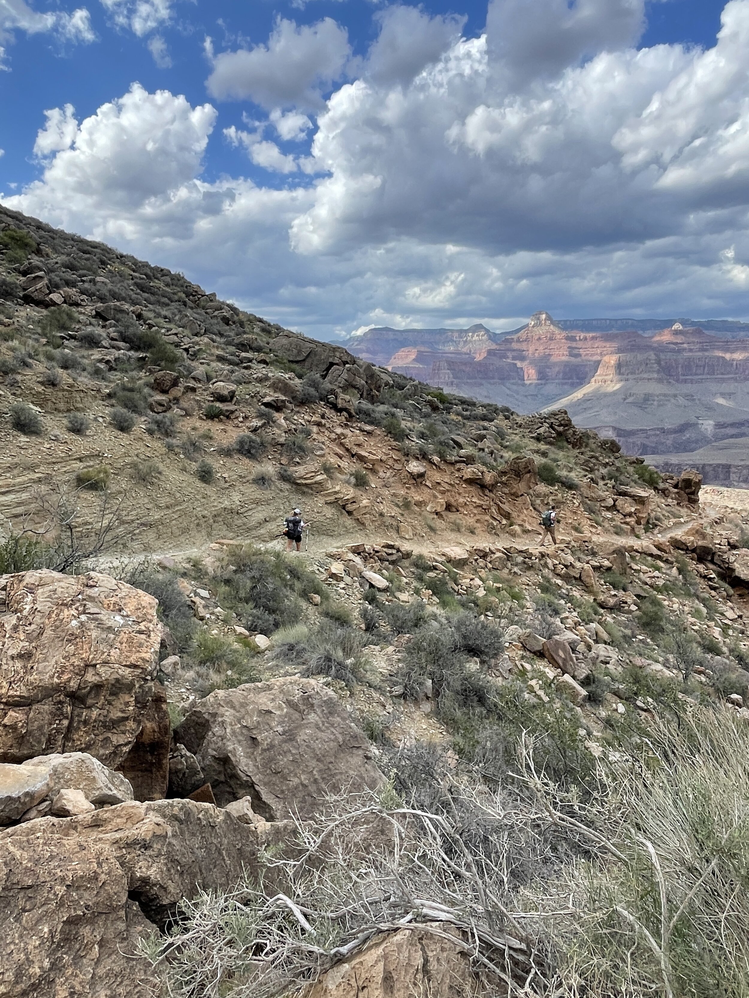 Hiking down the South Kaibab, where I lost half a molar on some beef jerky.