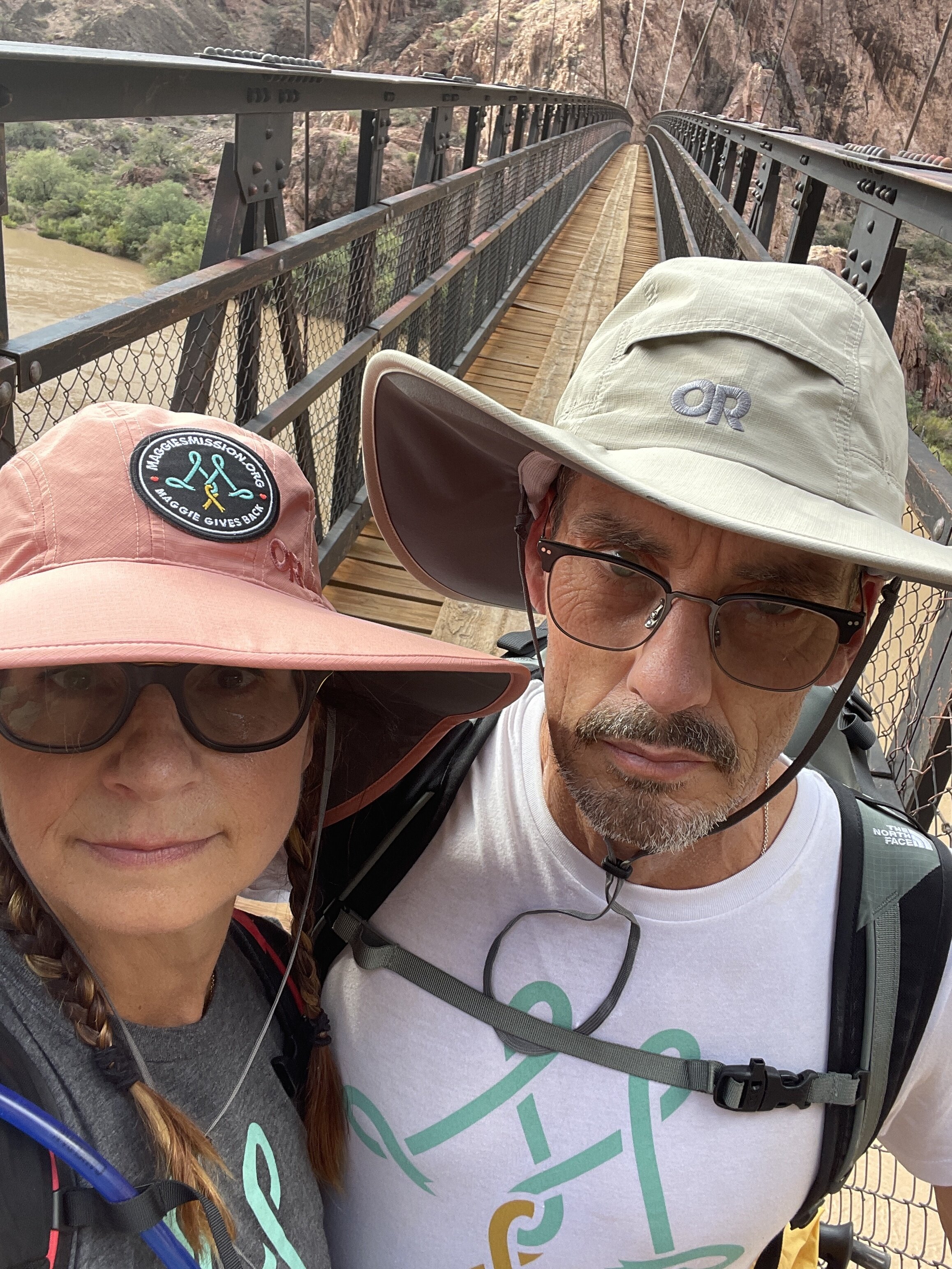 On the Kaibab Trail Suspension Bridge where Maggie made her happy video on August 19th, 2014. 