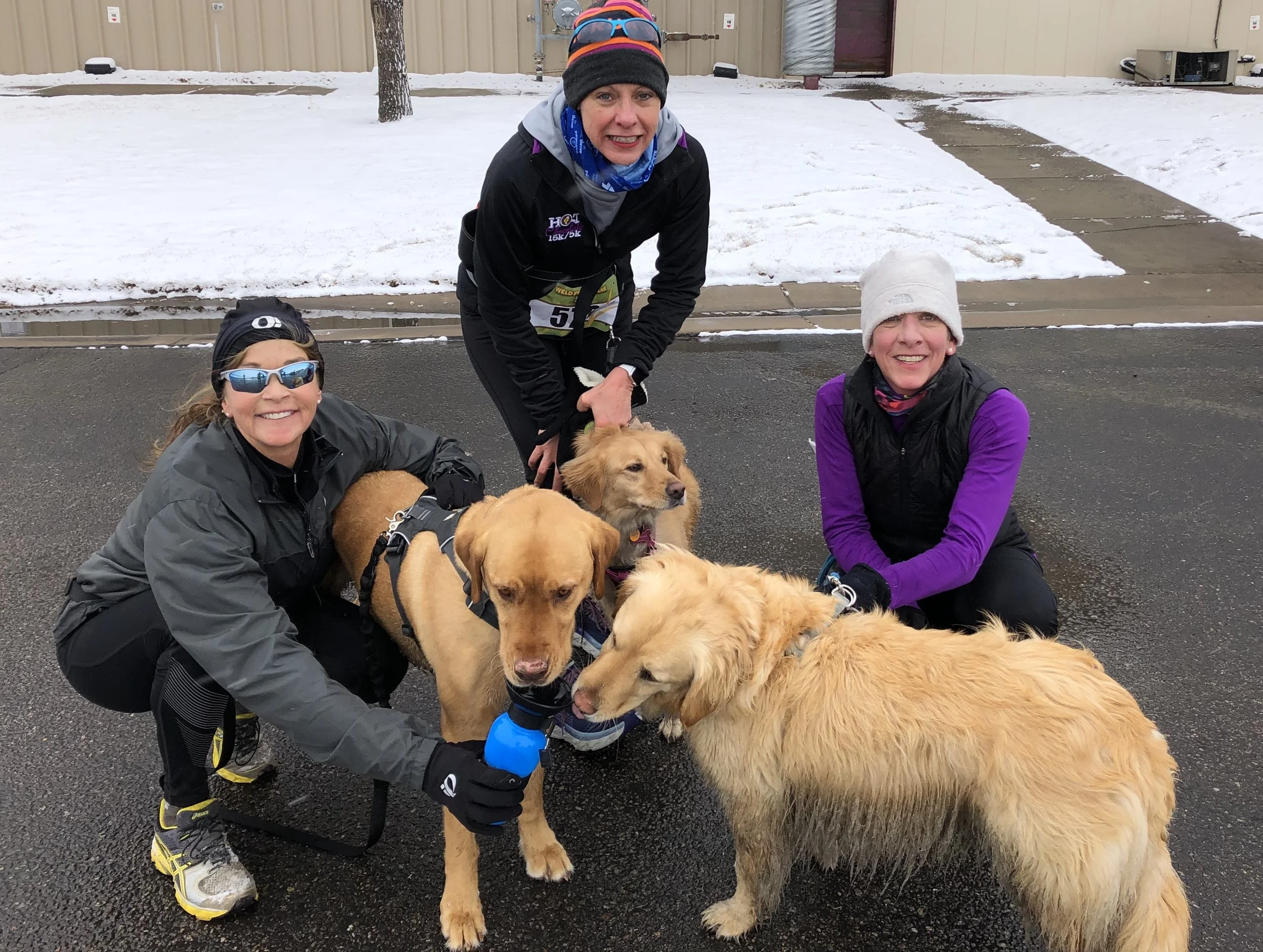 My friends, Jenny Weber and Lisa Buxman and their two fur-babies ran with me.