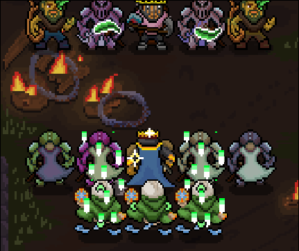 King Arthur can blind the 3 units in front of him for a short time period. He also gives the allied units on the sides of him critical chance buffs for 6 seconds.