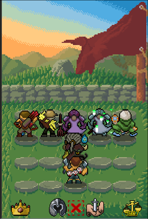I wanted to show how quickly you can swap units around now. Also the flag has been resized and now indicates what type of army you are using. Red is infantry, Yellow is ranged, Blue is buffers, Green is healers, purple is special. 