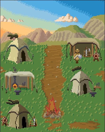 Our plan is to have units from your collection come down that path and rest at the fire periodically.