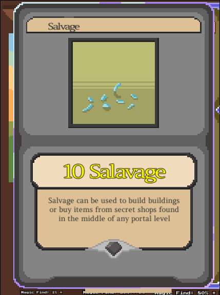 I also created some more cards this week. These card display gold and salvage that you will receive in packs.