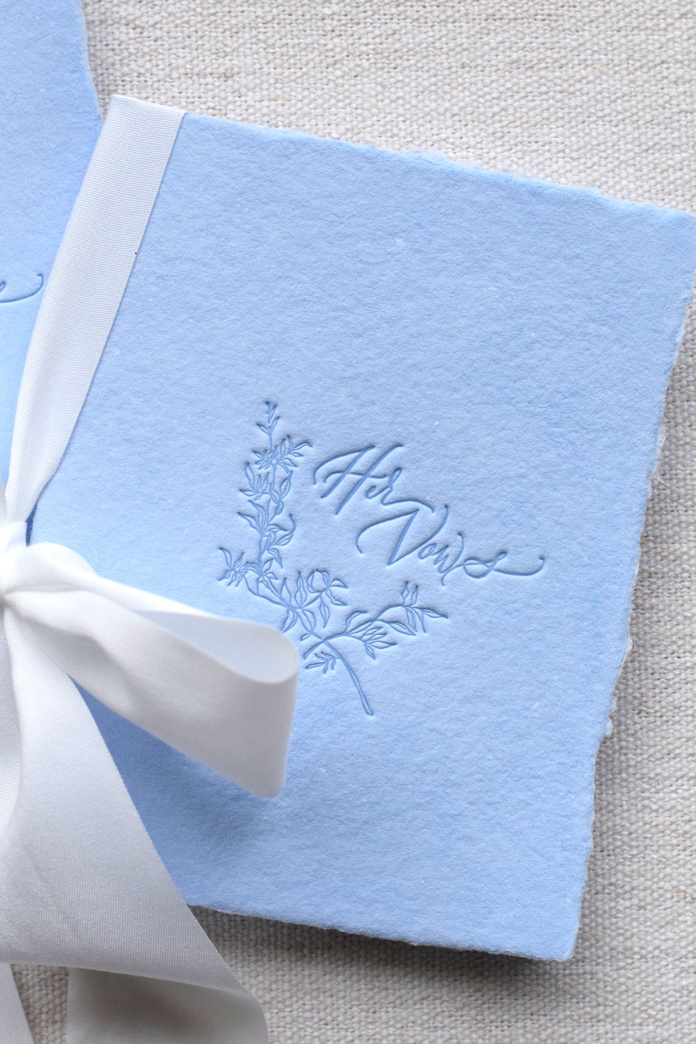 Antique Blue and Ivory Letterpress Vow Booklets — Michelle Renee