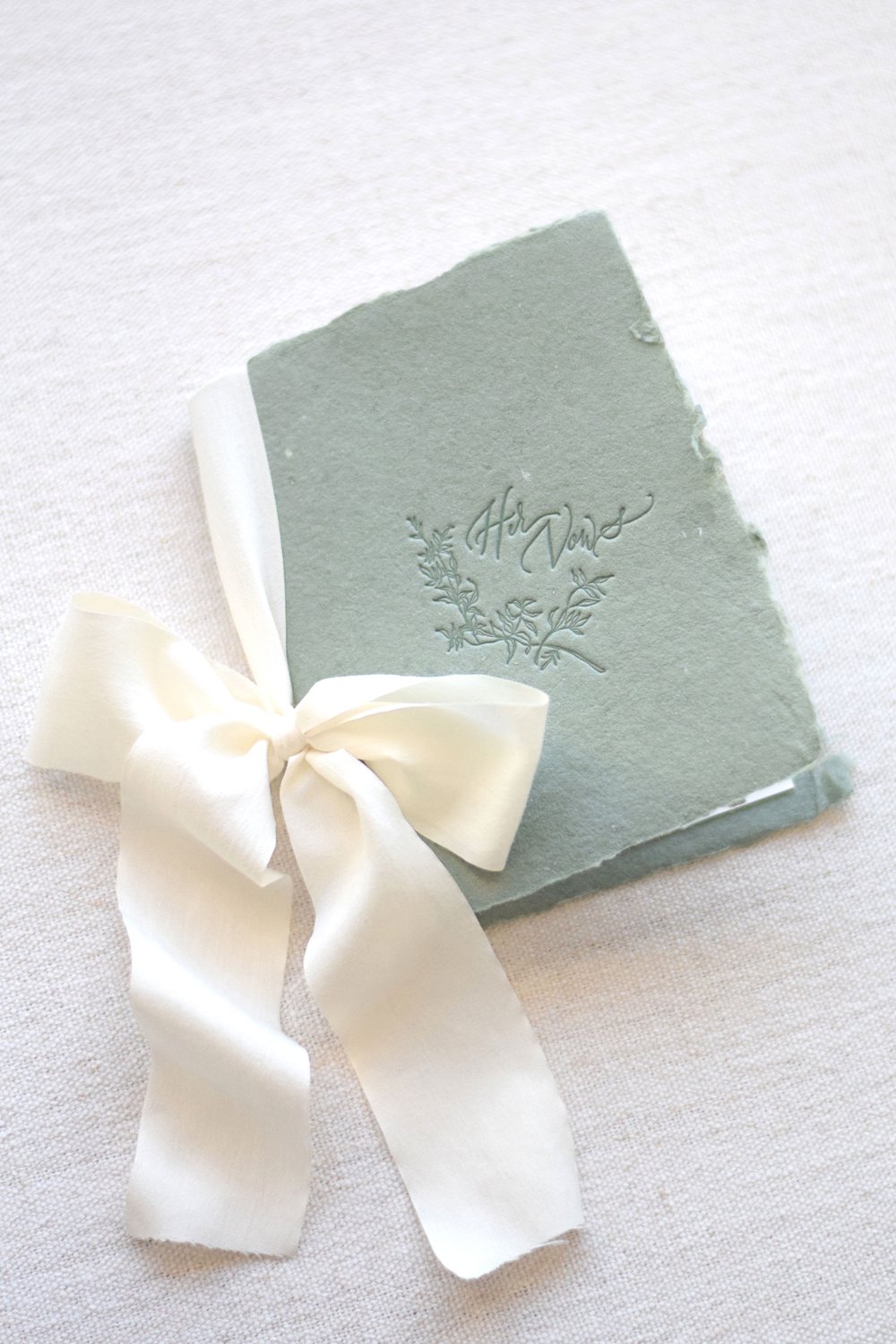 Sage Green and White Letterpress Vow Booklets — Michelle Renee Calligraphy