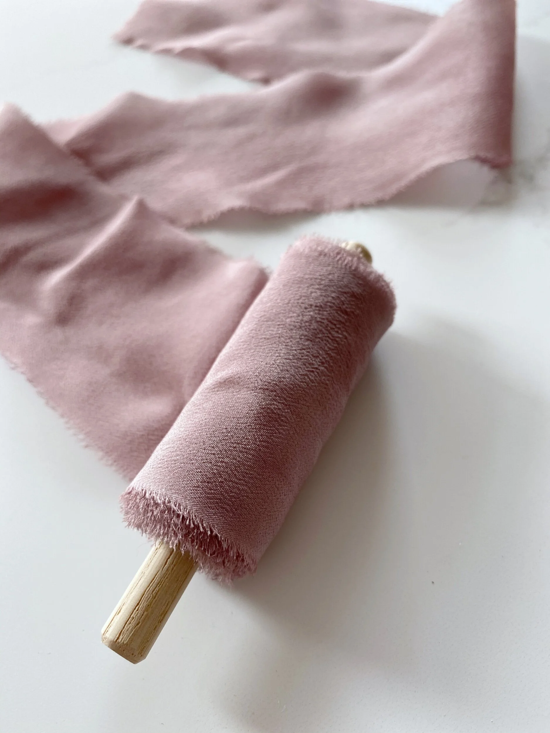 Heirloom silk naturally dyed silk ribbon using plant dyes berry pink silk ribbon 2022