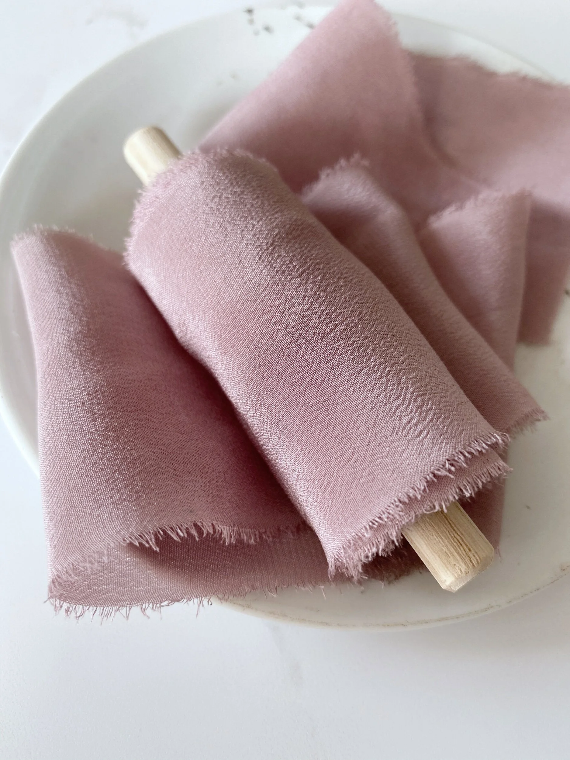 Heirloom silk naturally dyed silk ribbon using plant dyes berry pink silk ribbon 2022