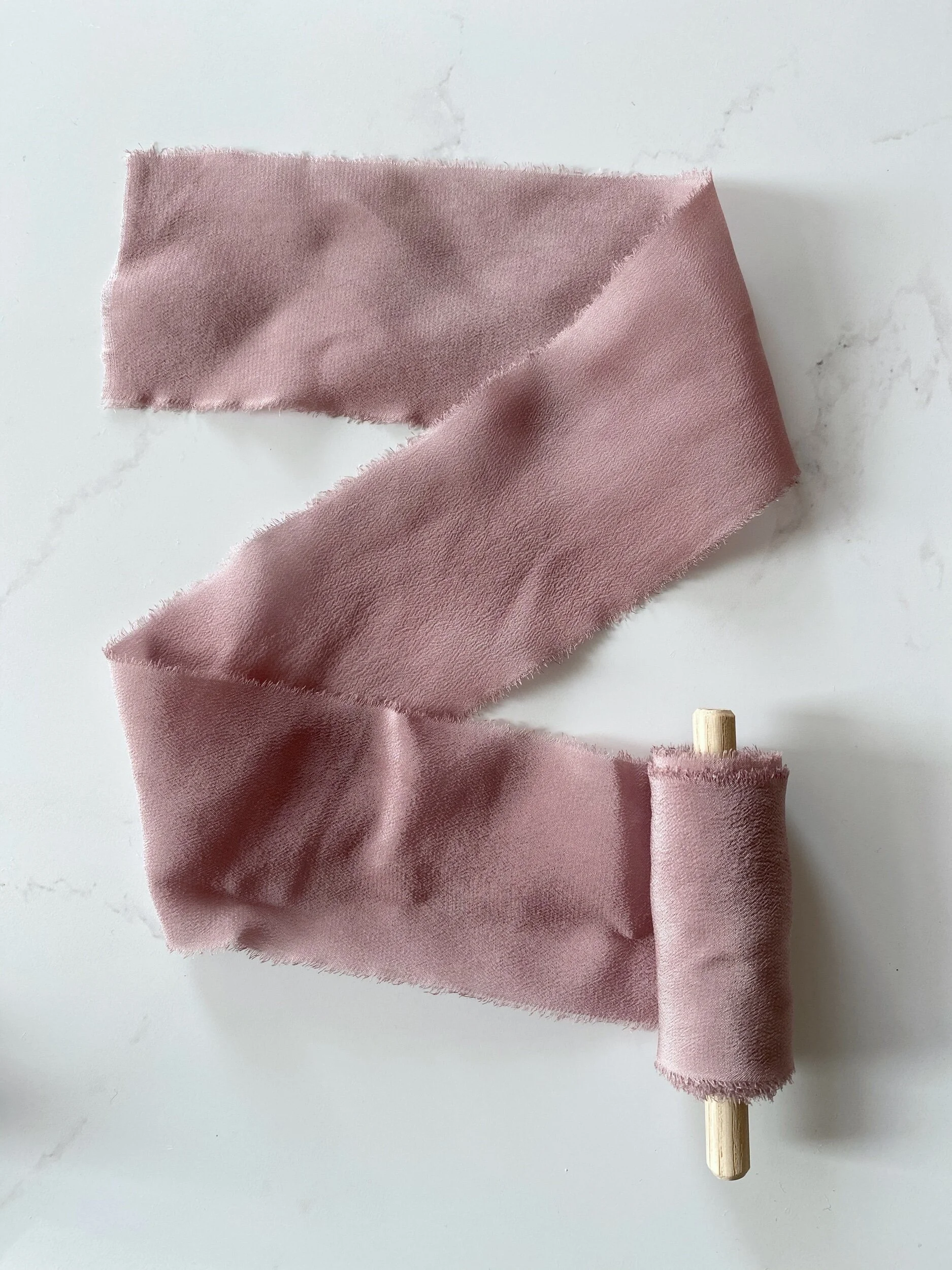 Heirloom silk naturally dyed silk ribbon using plant dyes berry pink silk ribbon 2022