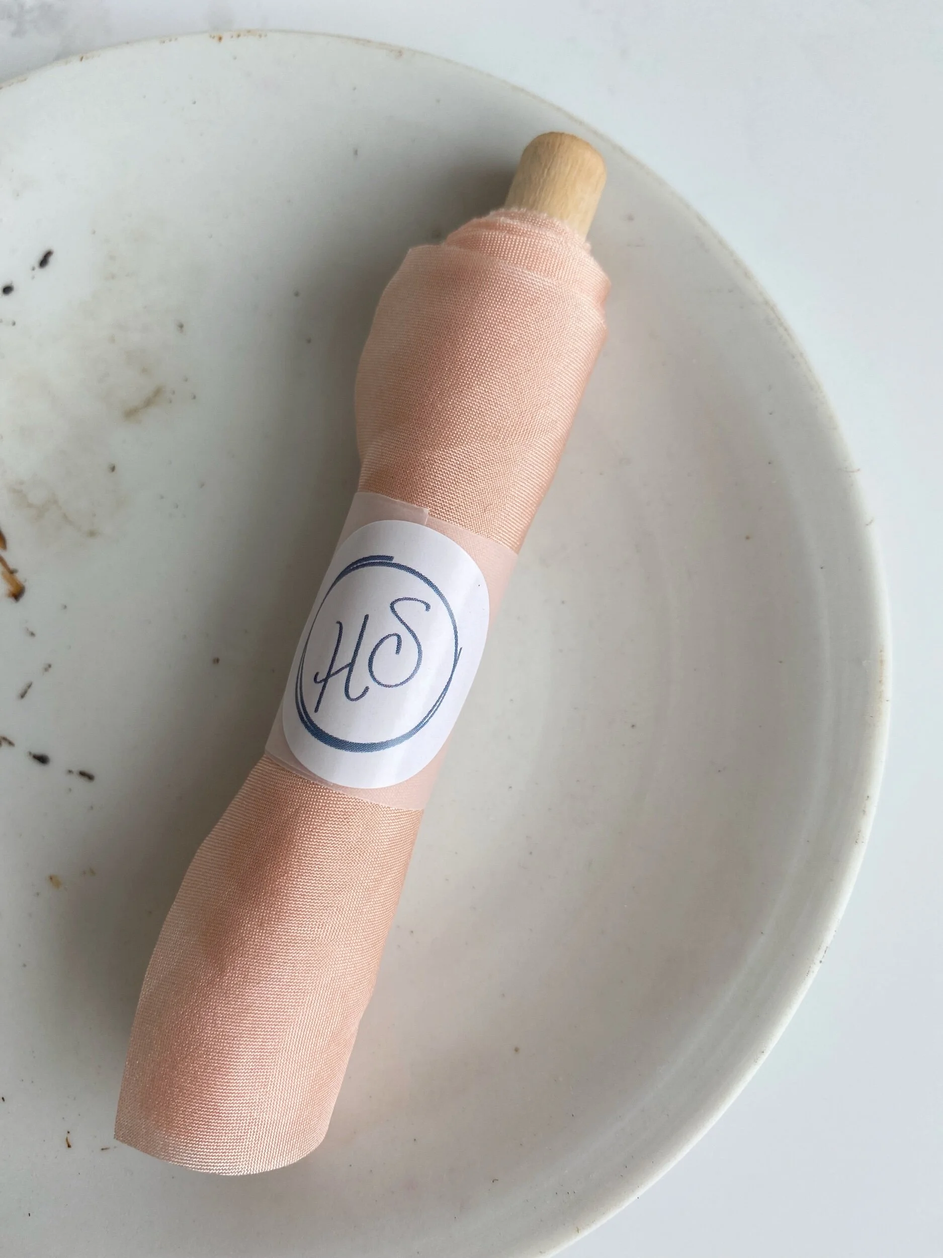 Heirloom silk naturally dyed silk ribbon using plant dyes peach silk ribbon 2022