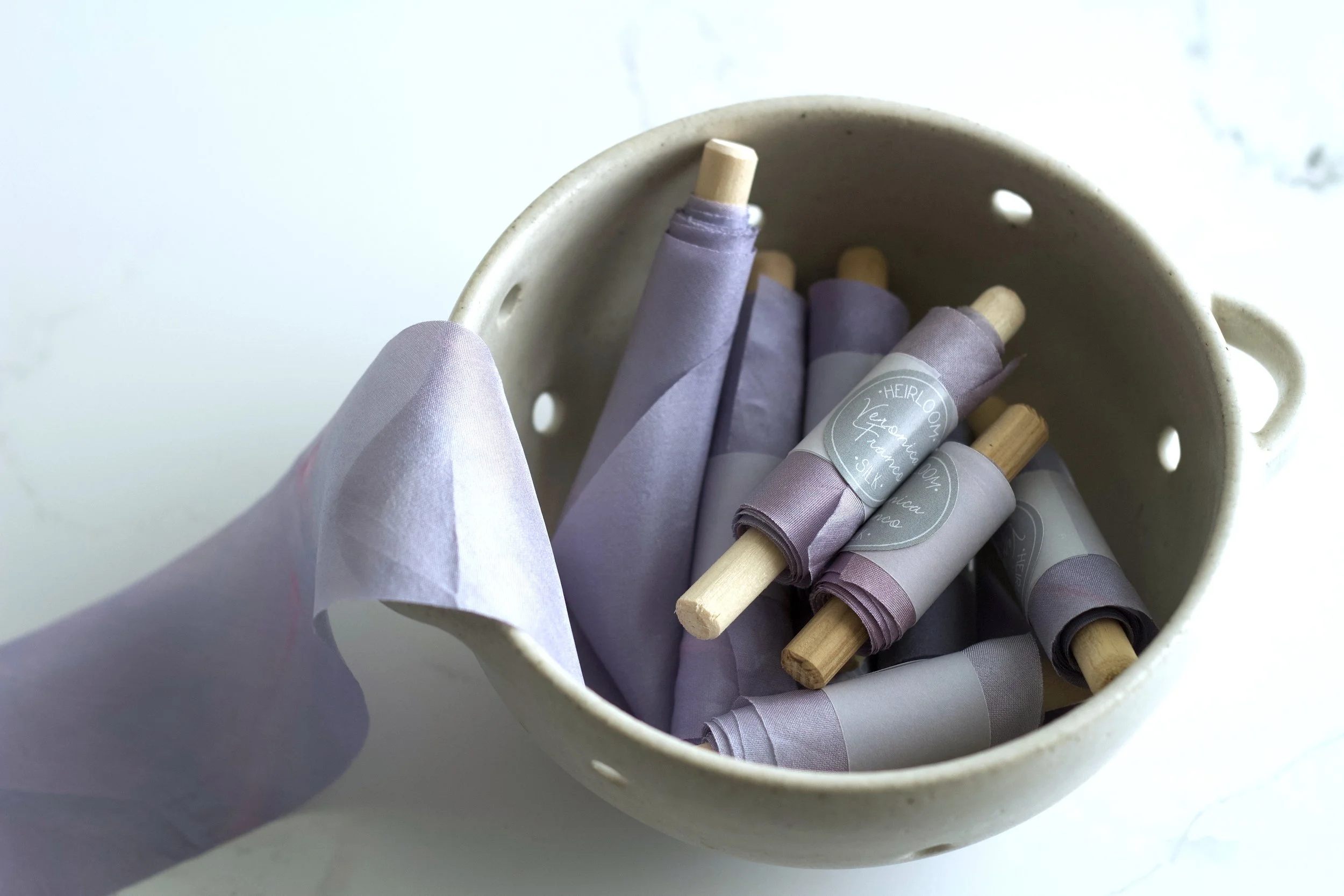 Heirloom silk naturally dyed silk ribbon using plant dyes purple silk ribbon 2022