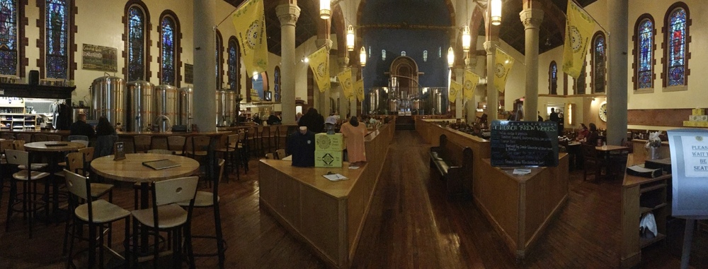 This is The Church Brew Works. It's a brewery/pizzeria built into a repurposed Roman Catholic Church. It's one of the most unique restaurants we've ever been to!