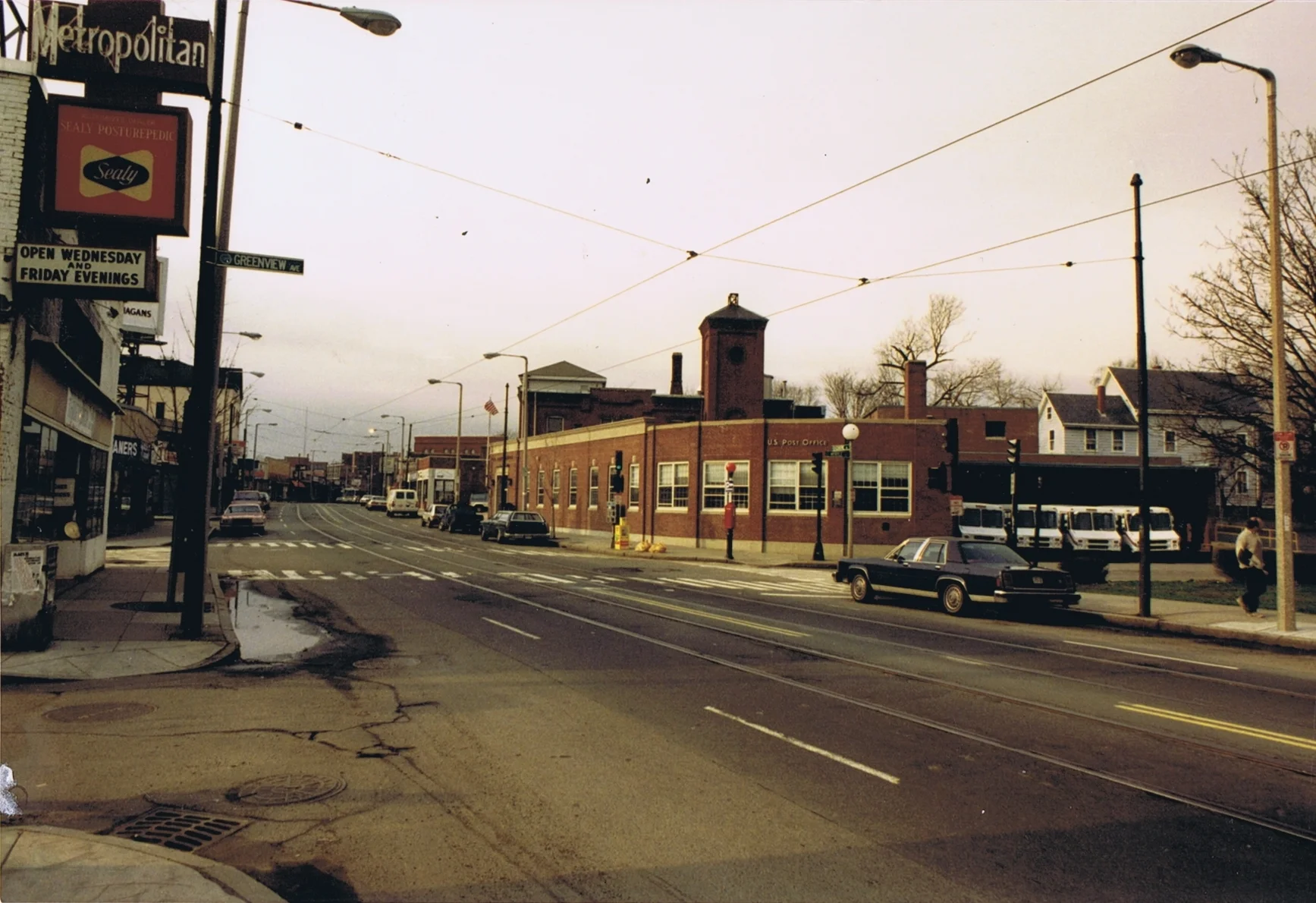 Centre St. looking South past Post Office at Myrtle St., 1993
