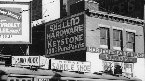 Detail of Dudley Square signs. February 1938.