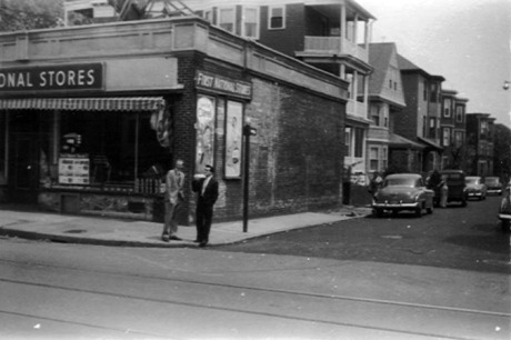  Photograph courtesy of Sarah Ratta, who writes, “This photo was taken circa 1954-1955 when my father Frank Ratta (the dark haired gentleman) returned from military service in Korea and Germany. He is standing on the corner of Hall and South Streets 