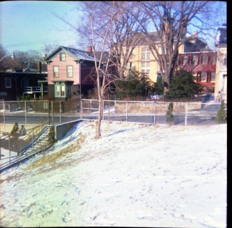   Looking across the Johnson playground towards Lamartine. Photograph courtesy of Brian Frost.  