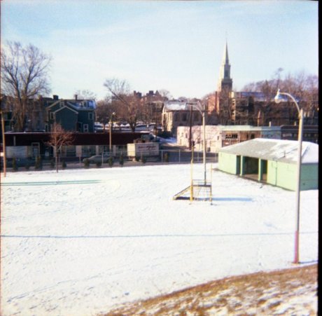   View of the Johnson playground looking towards Washington St. Photograph courtesy of Brian Frost.  