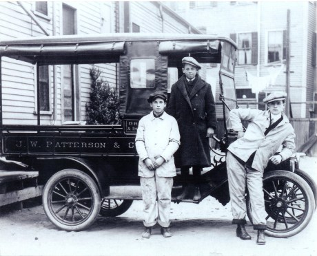  Joseph A. Patterson (middle) poses circa 1912 with two employees of Patterson’s Market in the rear of 128 South St. &nbsp;Photograph provided courtesy of John Patterson. &nbsp;Thanks also to Peter O’Brien for arranging the donation of this image.  D