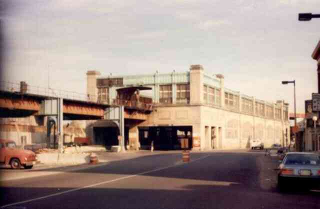 The Forest Hills Orange Line station in the early 1980s shortly before it was torn down to make way for the new Orange Line.