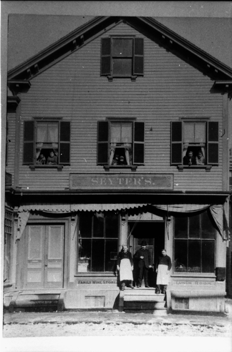 Exterior of Seyter store located in the vicinity of Boylston Station, Jamaica Plain. The sign below the window on the left reads, “Family Wine Store”. Photograph courtesy of Emy Thomas. Higher resolution versions of photographs in this set are  avai