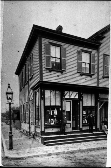  Exterior of Seyter store located in the vicinity of Boylston Station, Jamaica Plain.&nbsp; Sign in the window reads, “Dry and Fancy Goods”. Photograph courtesy of Emy Thomas. Higher resolution versions of photographs in this set are  available .﻿ 