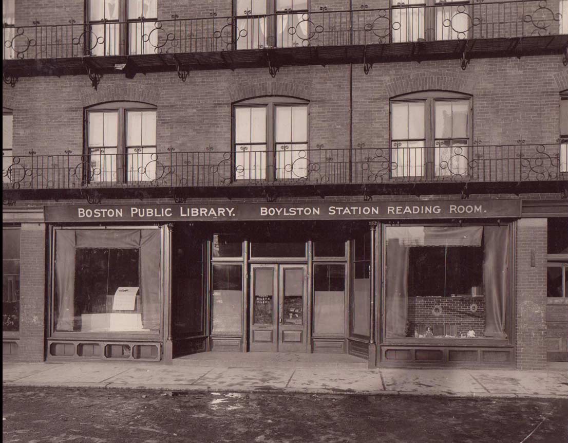 Boston Public Library Boylston Station Reading Room opened in 1905 on the ground floor of the railroad station. The reading room was enhanced in 1927 and became known as the Boylston Branch. In 1935 the current Connolly Branch Library on Centre Steet was opened.