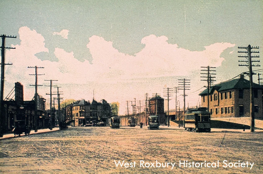 Forest Hills railroad station, ca. 1912 courtesy of West Roxbury Historical Society