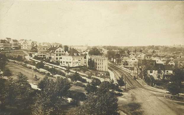 This view at Forest Hills looks north on South Street while Morton Street crosses from left to right.