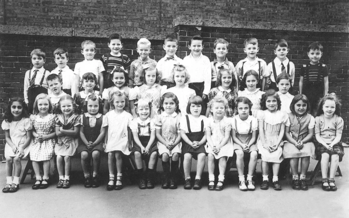 Ms. Jennie Penta’s Agassiz School first grade class of 1947-1948. Back row: second from left, Arthur Tilley; eleventh from left, Paul Hinckley Second row: first on left, Richard Bean Front row: second from left, Marjorie Guerney; third from left, Jane VanZandt; fifth from left, Nancy Kendall Courtesy of Art Tilley.