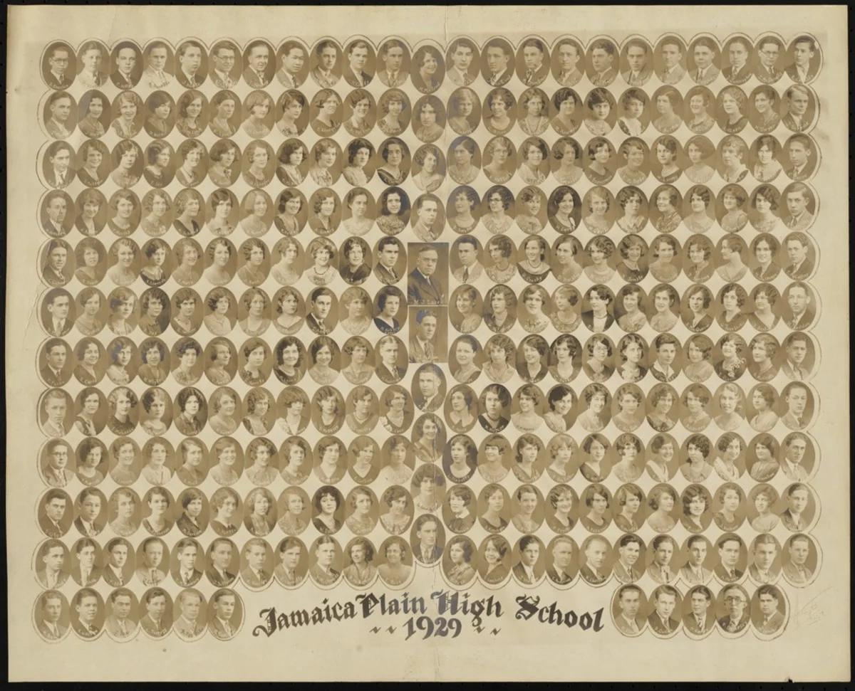 Jamaica Plain High School Class of 1929. See full size photograph by clicking here .