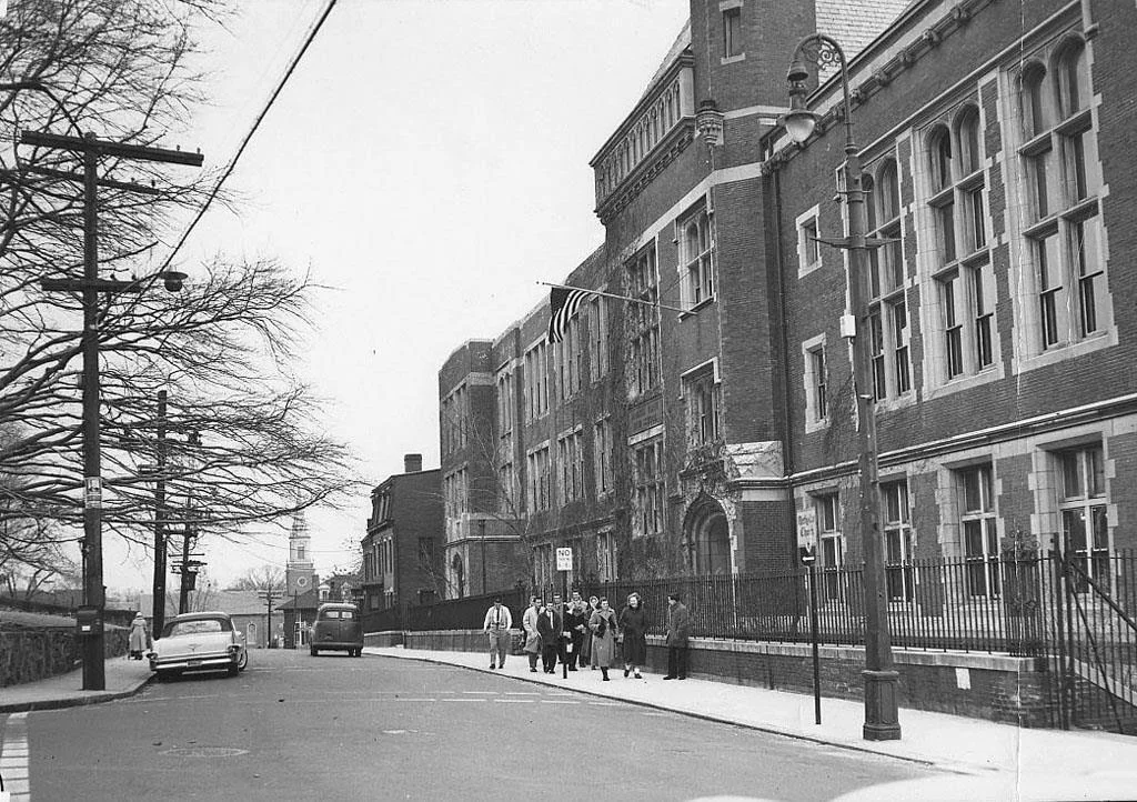 A view of Jamaica Plain High School taken in the late 1950s. Courtesy City of Boston Archives. Download