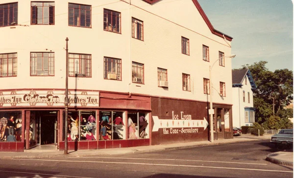 The Clothes Inn located at the corner of Centre St. and Seaverns Ave. 