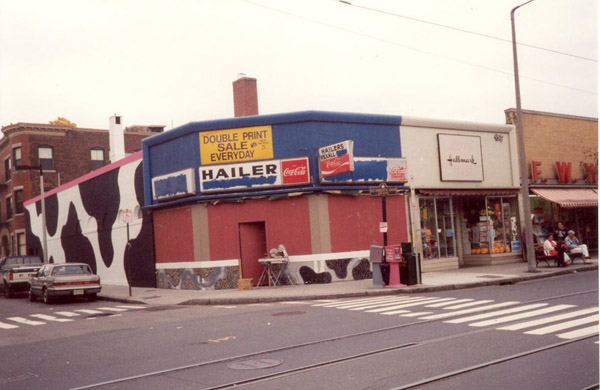 Hailer Pharmacy under conversion to JP Lick's ice cream parlor, 674 Centre St. at Seaverns Ave.