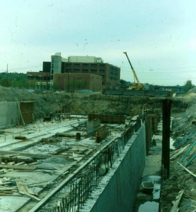 Construction of the Southwest Corridor rail lines and park in Jamaica Plain in the early 1980s. Photograph courtesy of Will and Sharlene Cochrane. Higher resolution copies of images in this gallery can be found at: http://www.archive.org/details/1980sPhotographsGreenSt.AmorySt.EverettSt.JamaicaPlain
