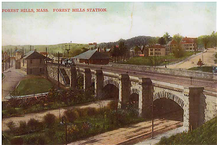 Forest Hills Viaduct and railroad station. P ostcard owned by Richard Heath