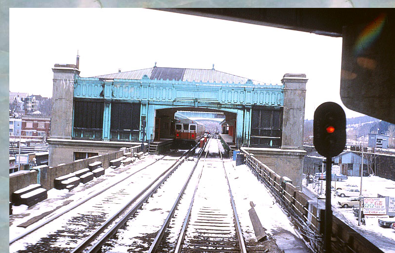 Entering Forest Hills Station in 1979. Frank’s Photography Site, Washington St. Elevated, Part 2 